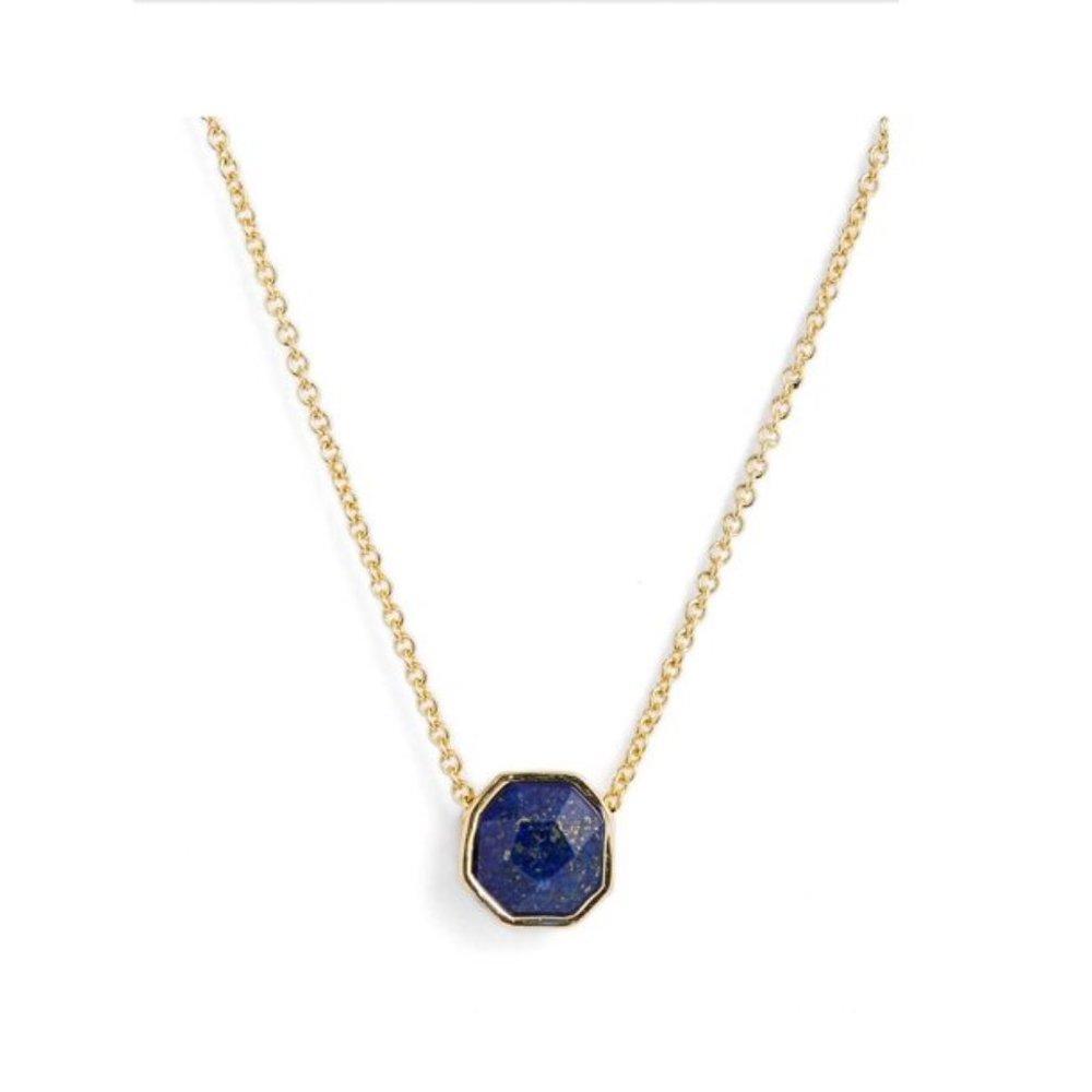 Gorjana Power Gemstone Charm Lapis Adjustable Gold Necklace